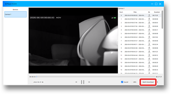 画面右下の「Batch download」を選択する画像