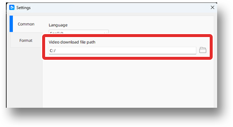 「Video download file path」を選択する画像